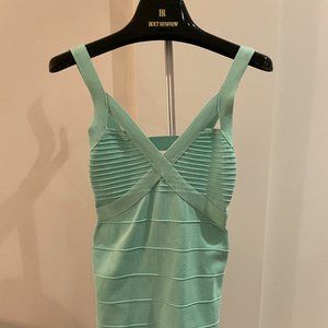 Blue Body-Con Ribbed Dress with Detailed Back